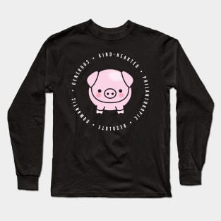 cute chinese zodiac | year of the pig | personality traits | generous, kind-hearted, philanthropic, resolute, romantic Long Sleeve T-Shirt